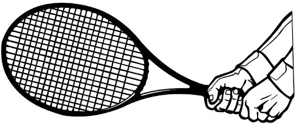 Tennis racket in hands vinyl sticker. Customize on line. Sports 085-1158